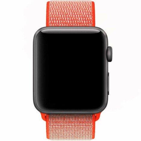 Curea iUni compatibila cu Apple Watch 1/2/3/4/5/6/7, 44mm, Nylon Sport, Woven Strap, Electric Orange